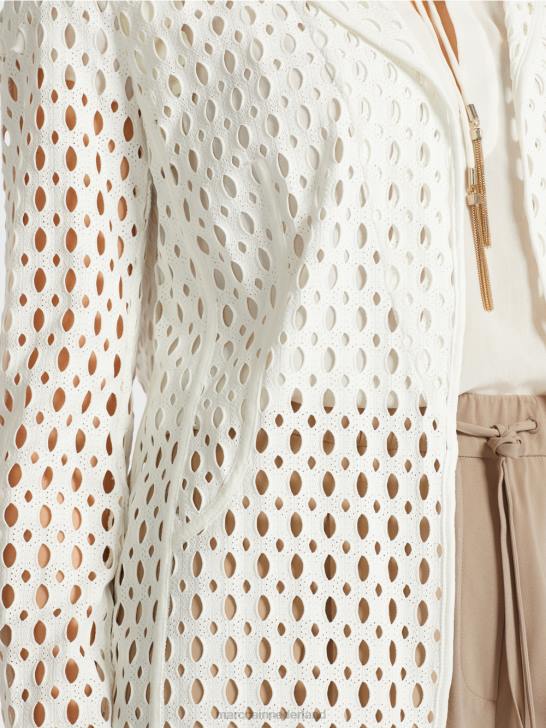 kleding gebroken wit 464J189 blazer met geperforeerd patroon Marc Cain