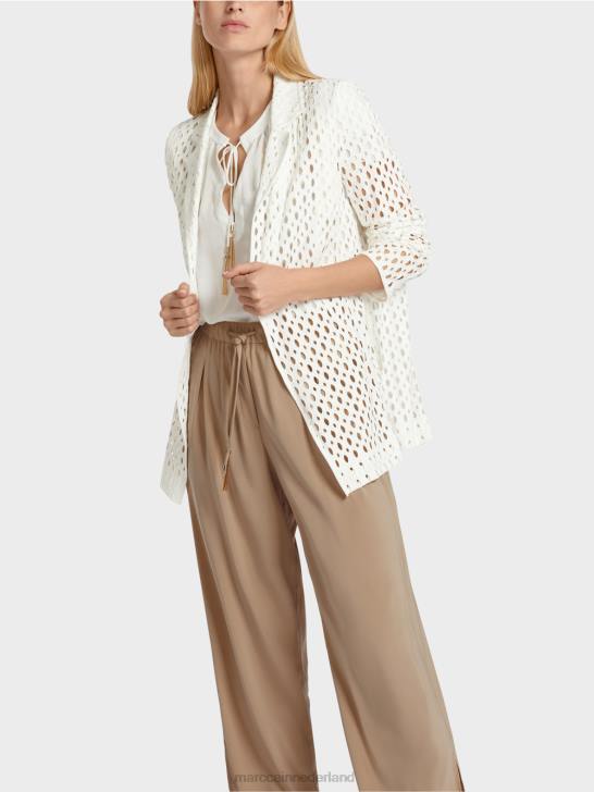 kleding gebroken wit 464J189 blazer met geperforeerd patroon Marc Cain