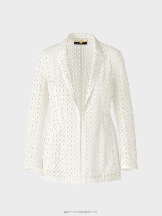 kleding gebroken wit 464J189 blazer met geperforeerd patroon Marc Cain