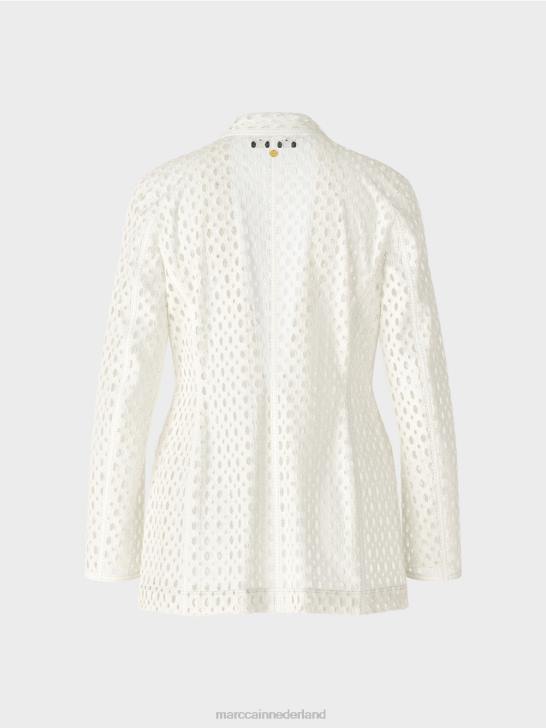 kleding gebroken wit 464J189 blazer met geperforeerd patroon Marc Cain