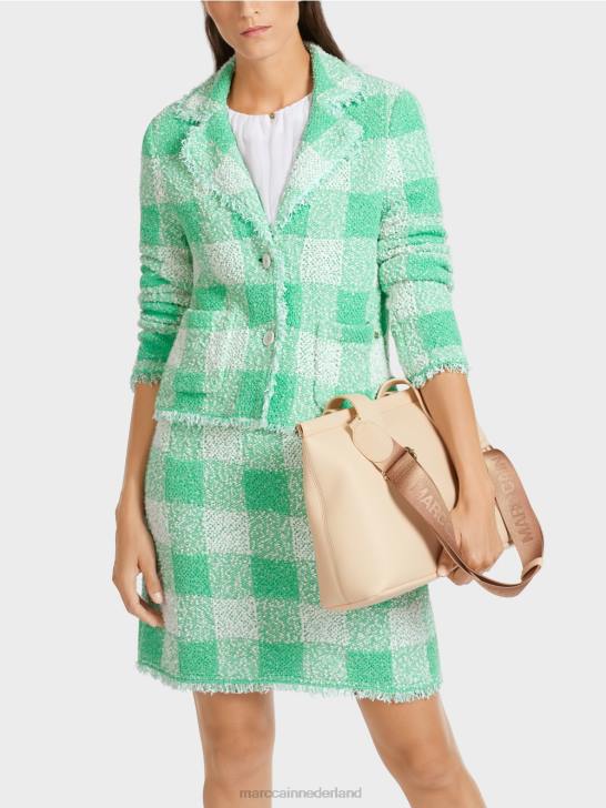 kleding heldere jade 464J195 Vichy geruite blazer \"gebreid in Duitsland\" Marc Cain