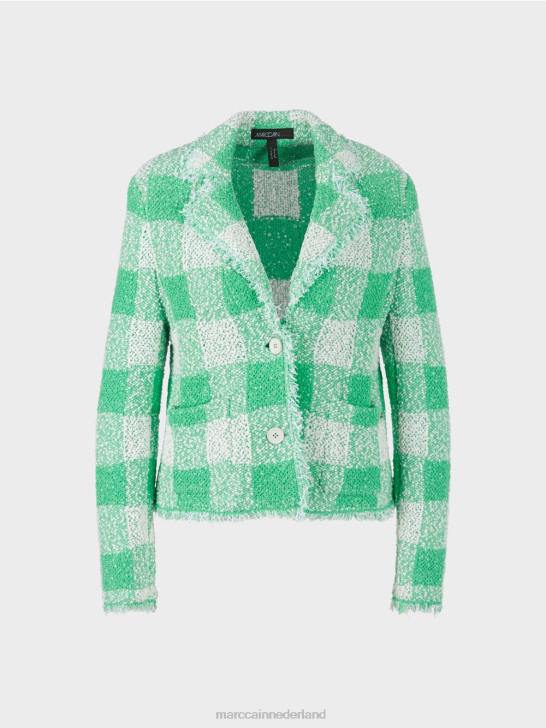 kleding heldere jade 464J195 Vichy geruite blazer \"gebreid in Duitsland\" Marc Cain