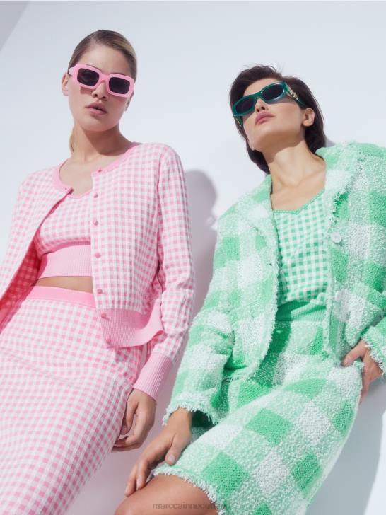 kleding heldere jade 464J195 Vichy geruite blazer \"gebreid in Duitsland\" Marc Cain