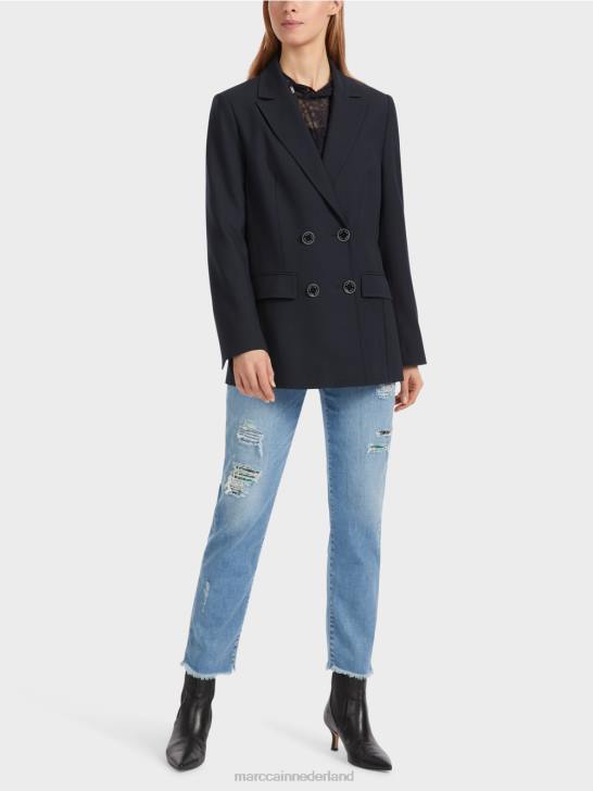 kleding middernacht blauw 464J148 Blazer met dubbele rij knopen Marc Cain