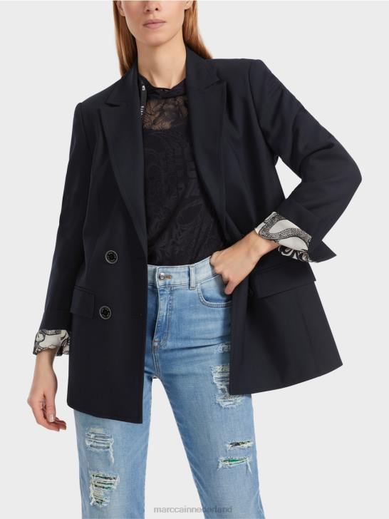 kleding middernacht blauw 464J148 Blazer met dubbele rij knopen Marc Cain