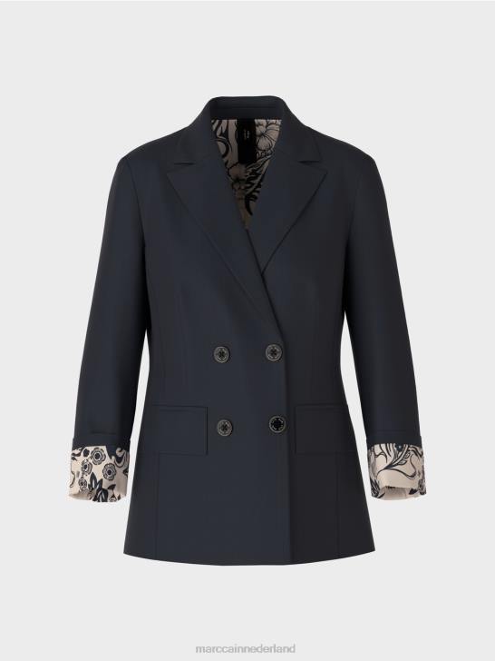 kleding middernacht blauw 464J148 Blazer met dubbele rij knopen Marc Cain