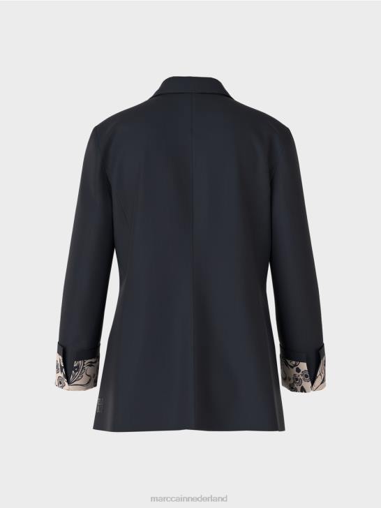 kleding middernacht blauw 464J148 Blazer met dubbele rij knopen Marc Cain