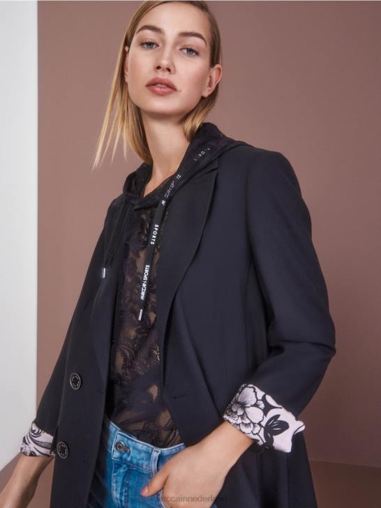 kleding middernacht blauw 464J148 Blazer met dubbele rij knopen Marc Cain
