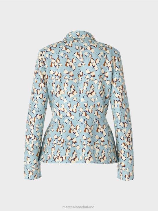 kleding sfeervol blauw 464J209 getailleerde blazer met all-over print Marc Cain