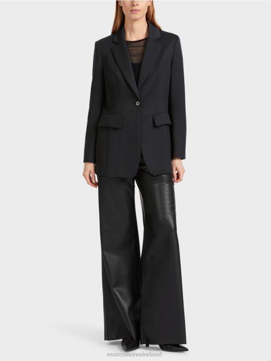 kleding zwart 464J154 nauwsluitende blazer met decoratieve zakken Marc Cain