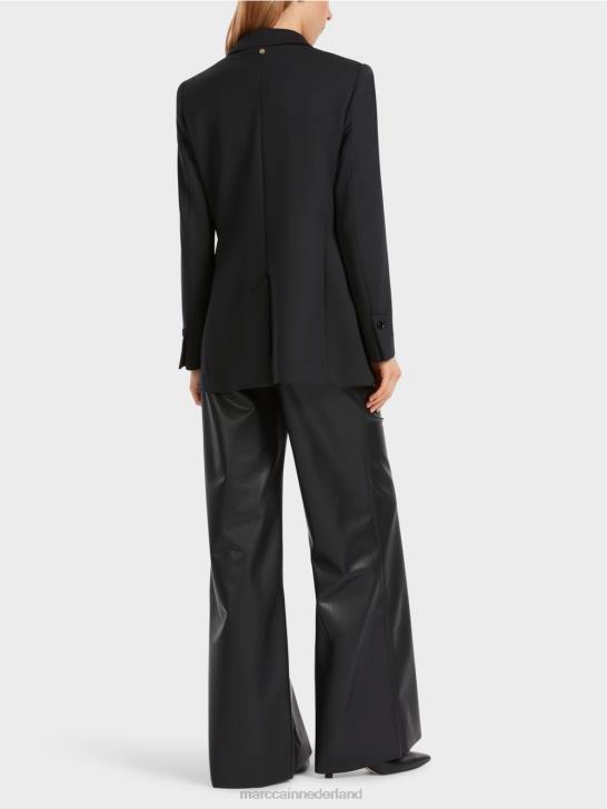 kleding zwart 464J154 nauwsluitende blazer met decoratieve zakken Marc Cain