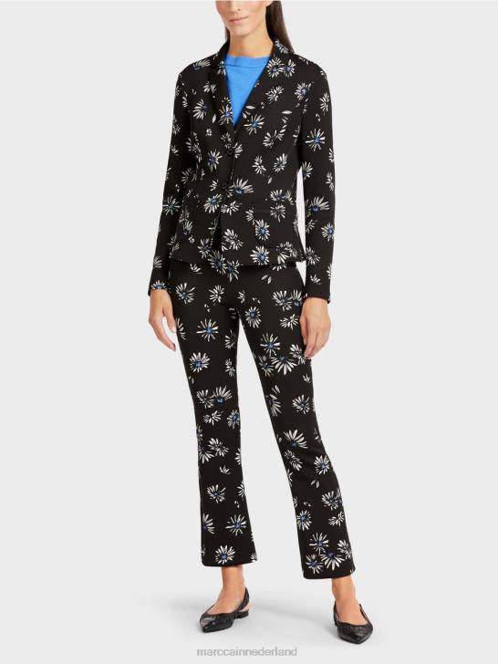 kleding zwart 464J202 blazer met madeliefjespatroon Marc Cain