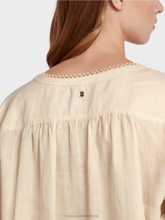 kleding crème 464J916 blouse in ramee (porseleingras) Marc Cain