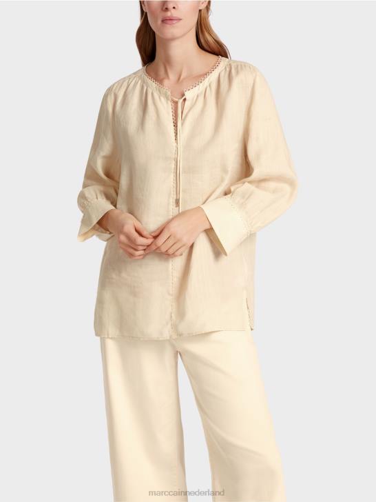 kleding crème 464J916 blouse in ramee (porseleingras) Marc Cain