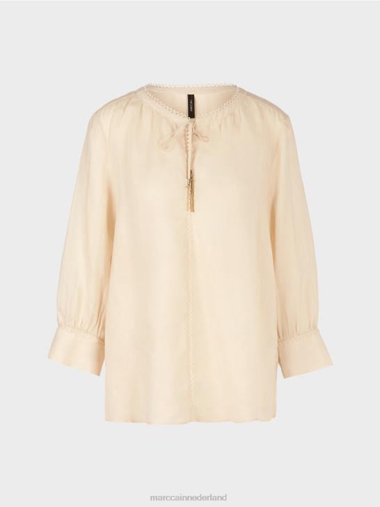 kleding crème 464J916 blouse in ramee (porseleingras) Marc Cain