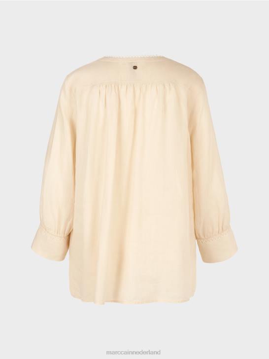 kleding crème 464J916 blouse in ramee (porseleingras) Marc Cain