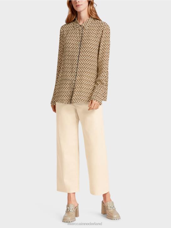 kleding crème 464J917 viscose blouse met all-over print Marc Cain