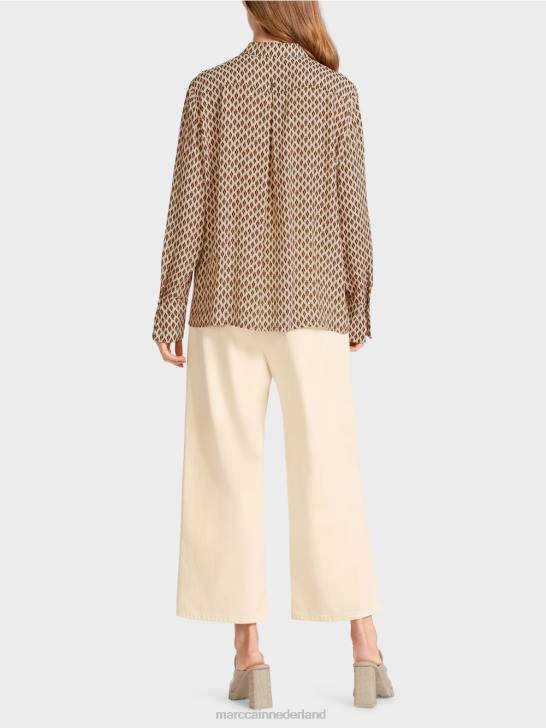 kleding crème 464J917 viscose blouse met all-over print Marc Cain