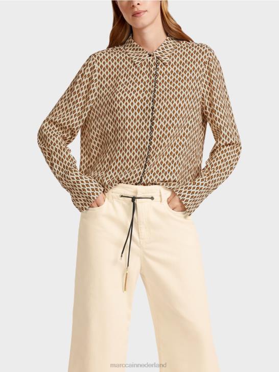 kleding crème 464J917 viscose blouse met all-over print Marc Cain