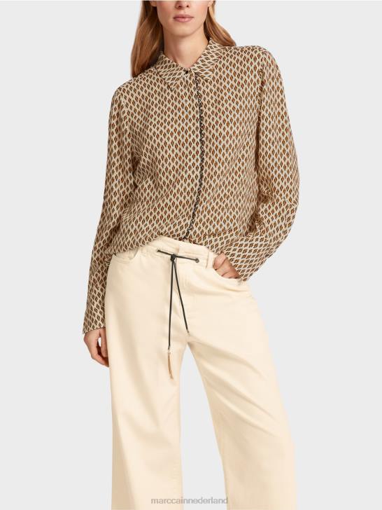kleding crème 464J917 viscose blouse met all-over print Marc Cain