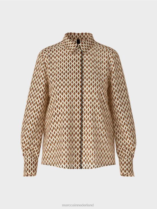kleding crème 464J917 viscose blouse met all-over print Marc Cain