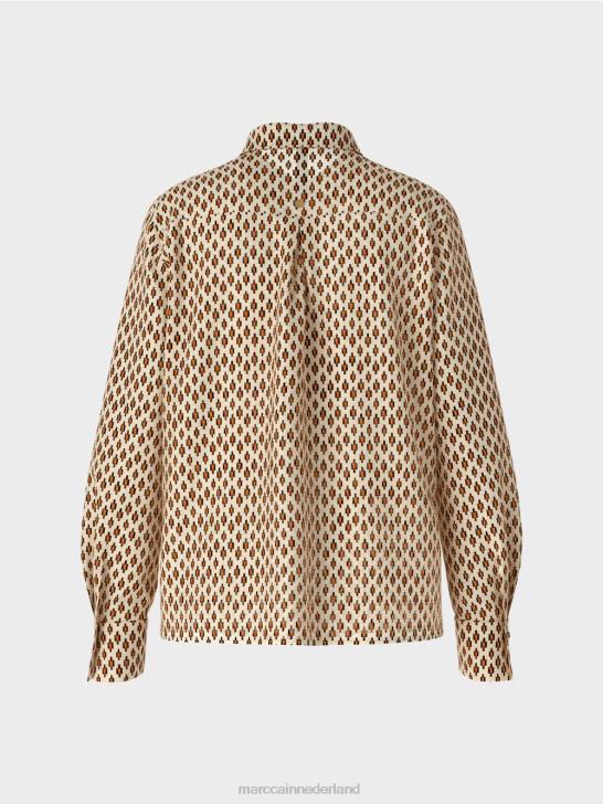 kleding crème 464J917 viscose blouse met all-over print Marc Cain