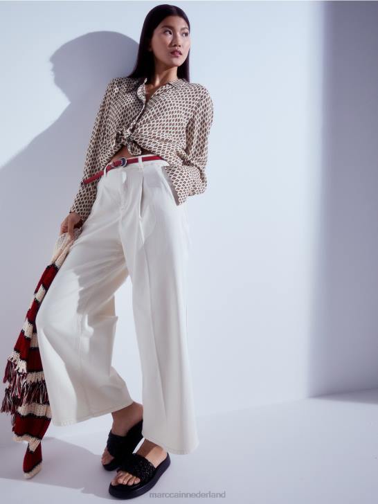 kleding crème 464J917 viscose blouse met all-over print Marc Cain