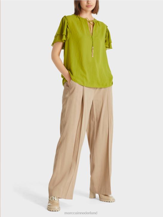 kleding diep olijfgroen 464J953 "rethink Together" top in blousestijl Marc Cain