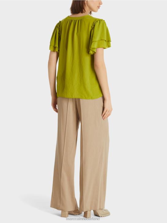 kleding diep olijfgroen 464J953 \"rethink Together\" top in blousestijl Marc Cain