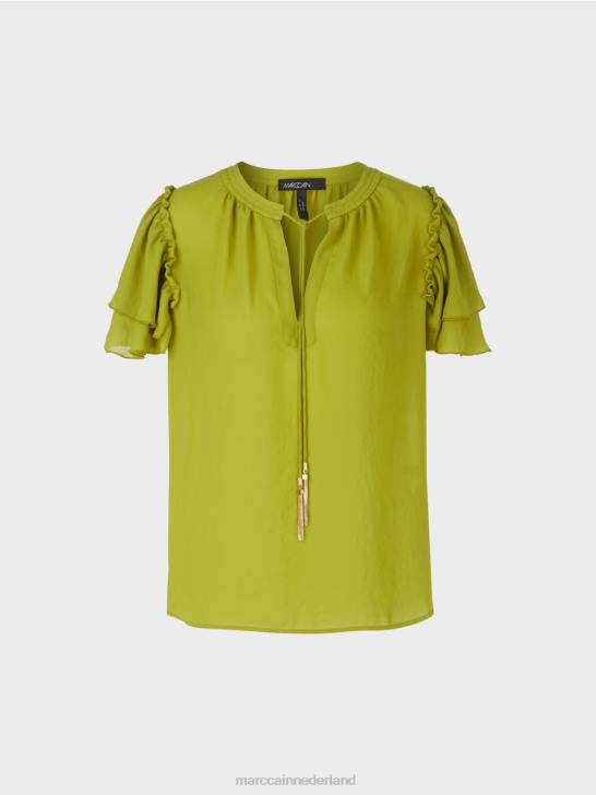 kleding diep olijfgroen 464J953 \"rethink Together\" top in blousestijl Marc Cain