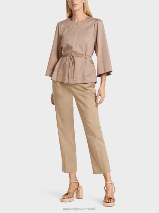 kleding diep zand 464J948 katoenen blouse met lange mouwen Marc Cain