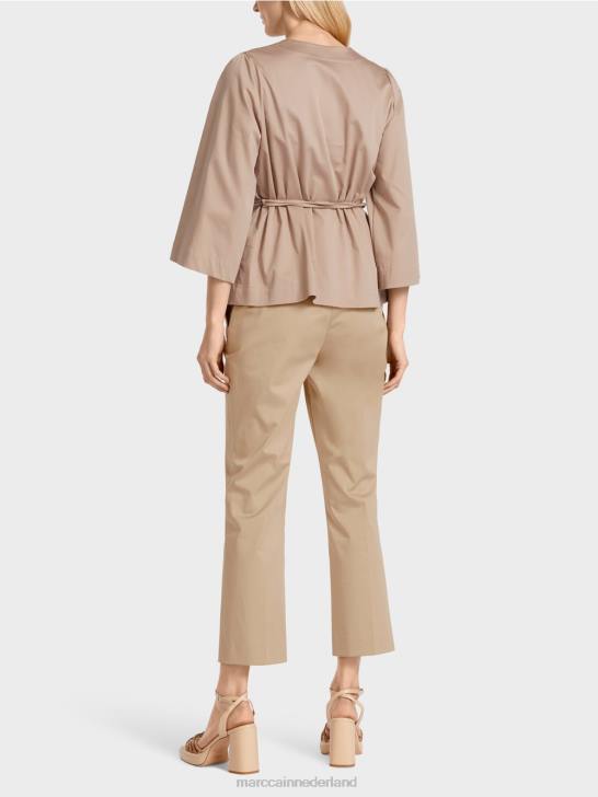 kleding diep zand 464J948 katoenen blouse met lange mouwen Marc Cain