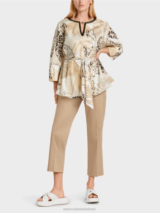 kleding diep zand 464J950 lange, uitlopende blouse Marc Cain