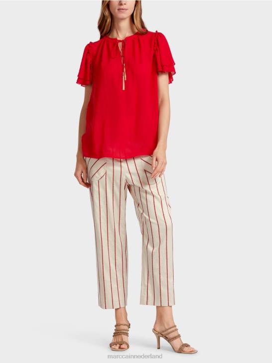 kleding dieprood 464J910 "rethink Together" top in blousestijl Marc Cain