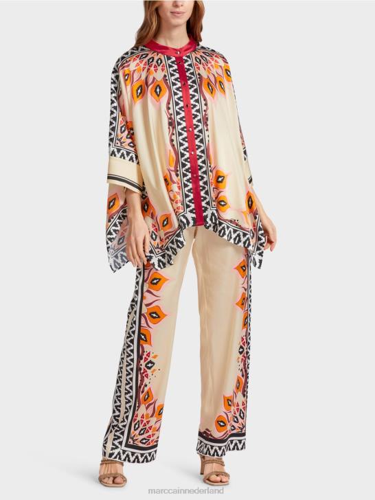 kleding dieprood 464J914 blouse in poncho-stijl Marc Cain