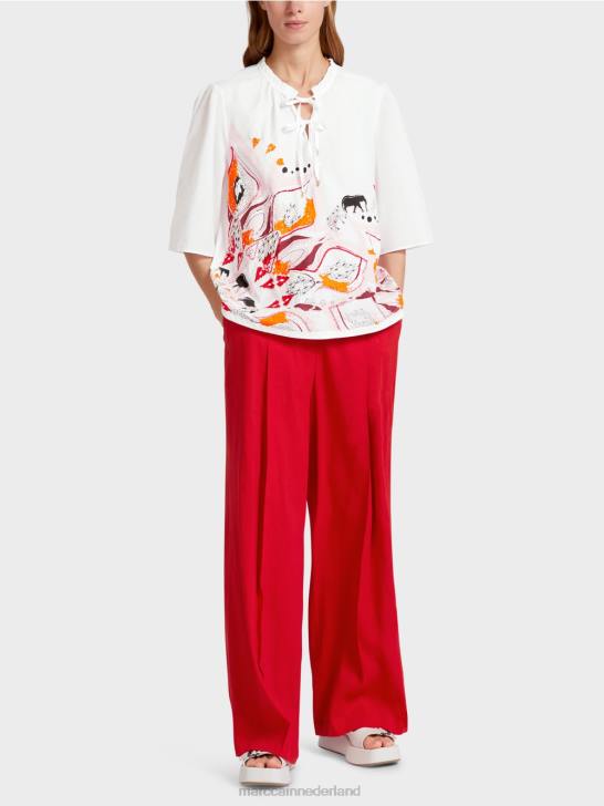 kleding dieprood 464J918 uitlopende blouse met 3/4-mouwen Marc Cain