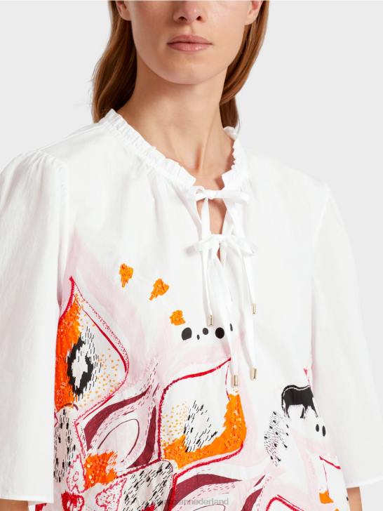 kleding dieprood 464J918 uitlopende blouse met 3/4-mouwen Marc Cain