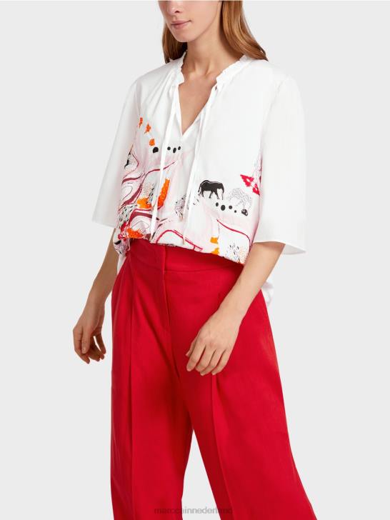 kleding dieprood 464J918 uitlopende blouse met 3/4-mouwen Marc Cain