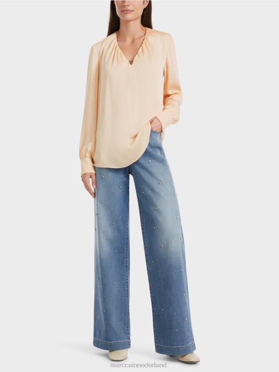 kleding donkere crème 464J854 casual blouse met v-hals Marc Cain