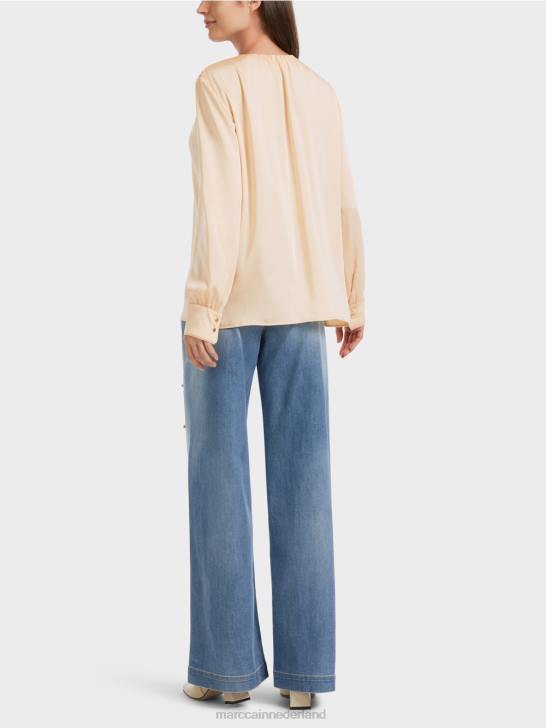 kleding donkere crème 464J854 casual blouse met v-hals Marc Cain
