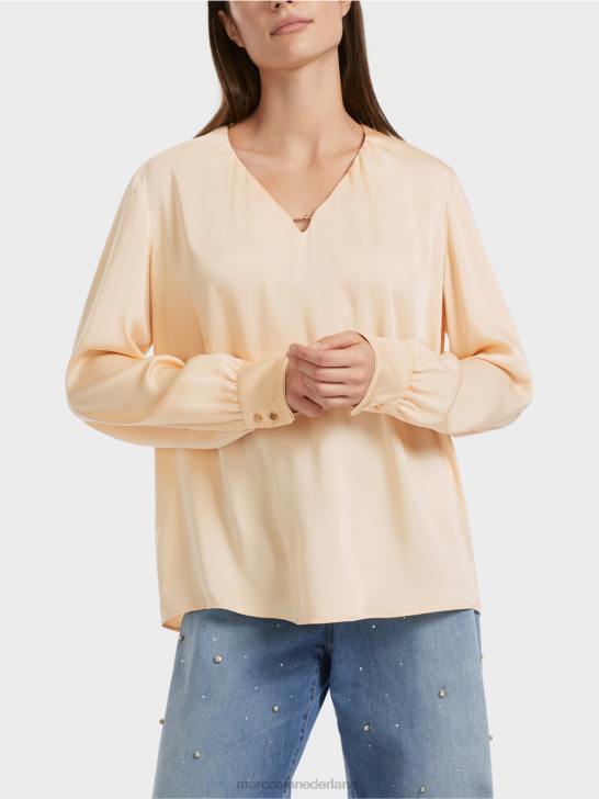 kleding donkere crème 464J854 casual blouse met v-hals Marc Cain