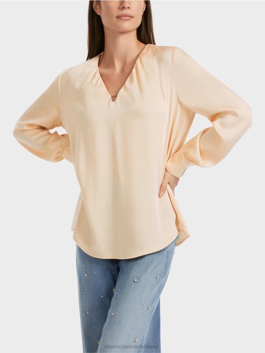 kleding donkere crème 464J854 casual blouse met v-hals Marc Cain