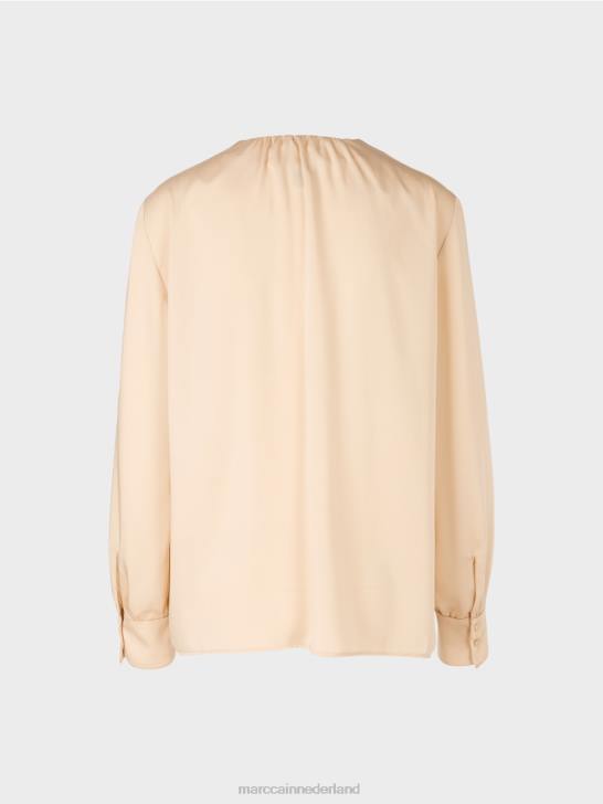 kleding donkere crème 464J854 casual blouse met v-hals Marc Cain