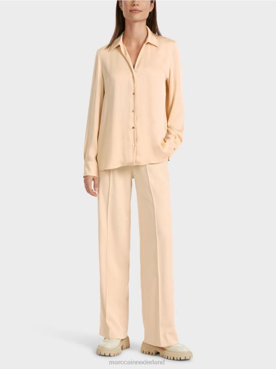 kleding donkere crème 464J856 klassieke overhemdblouse met v-hals Marc Cain