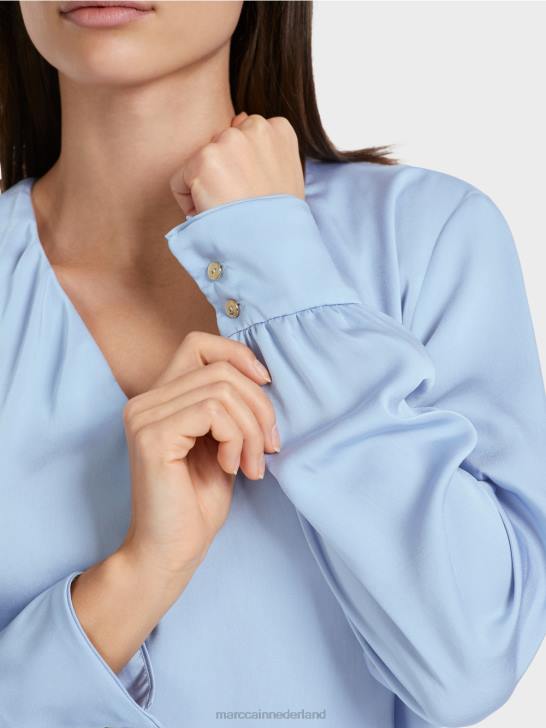 kleding donkere zomerhemel 464J855 casual blouse met v-hals Marc Cain