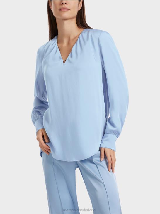 kleding donkere zomerhemel 464J855 casual blouse met v-hals Marc Cain