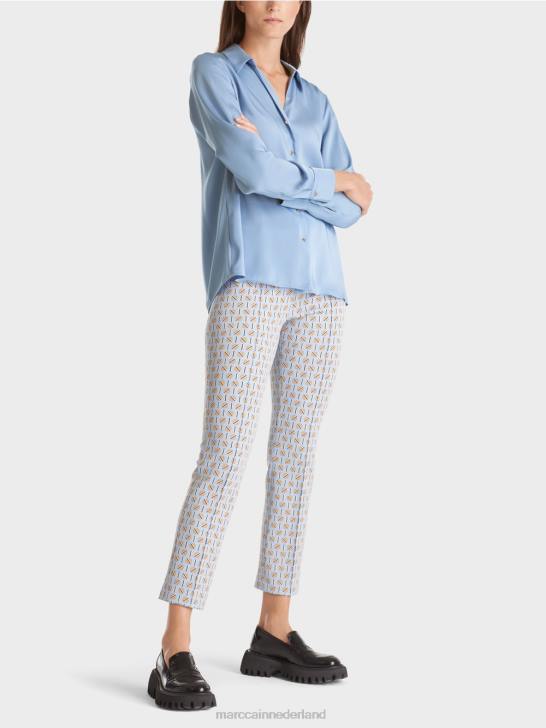 kleding donkere zomerhemel 464J859 klassieke overhemdblouse met v-hals Marc Cain