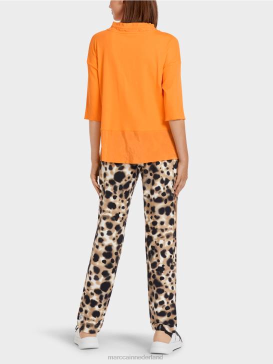 kleding fel oranje 464J983 top in blousestijl in een mix van texturen Marc Cain