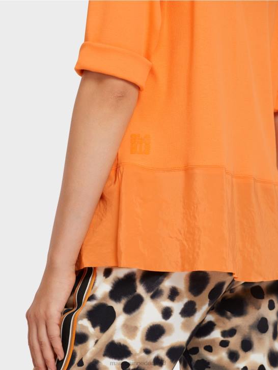 kleding fel oranje 464J983 top in blousestijl in een mix van texturen Marc Cain