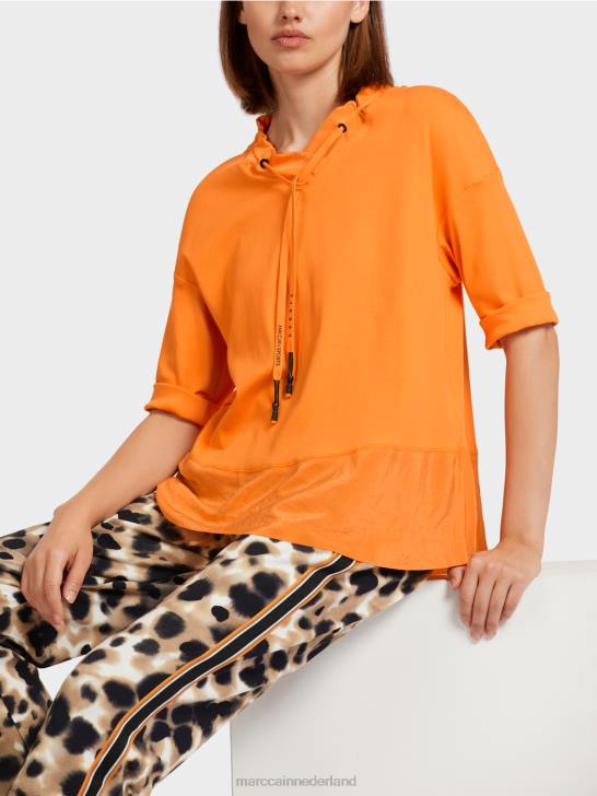 kleding fel oranje 464J983 top in blousestijl in een mix van texturen Marc Cain